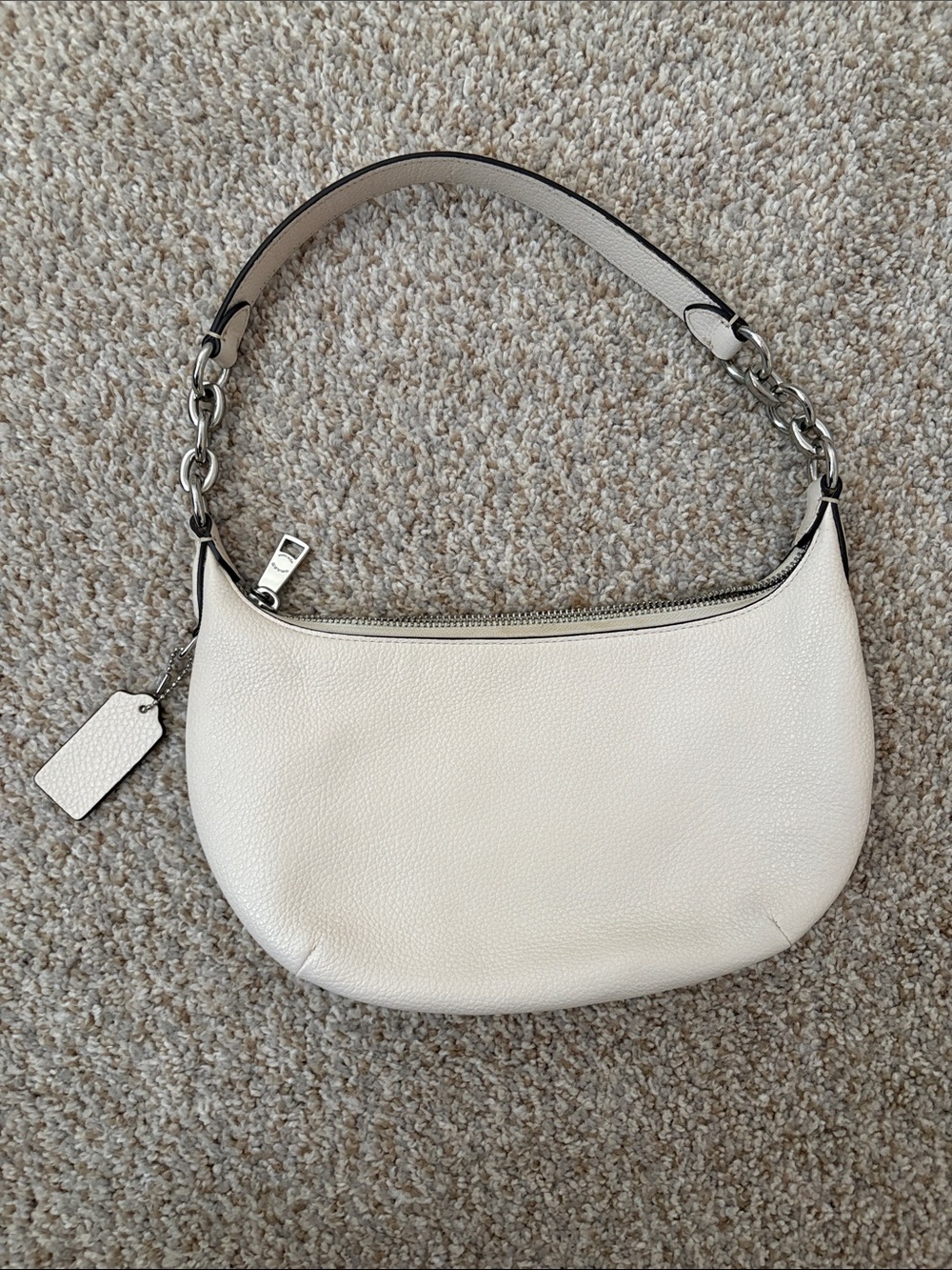 Coach Payton Hobo Bag in Chalk White Pebbled Leather Silver Hardware - Picture 4 of 4